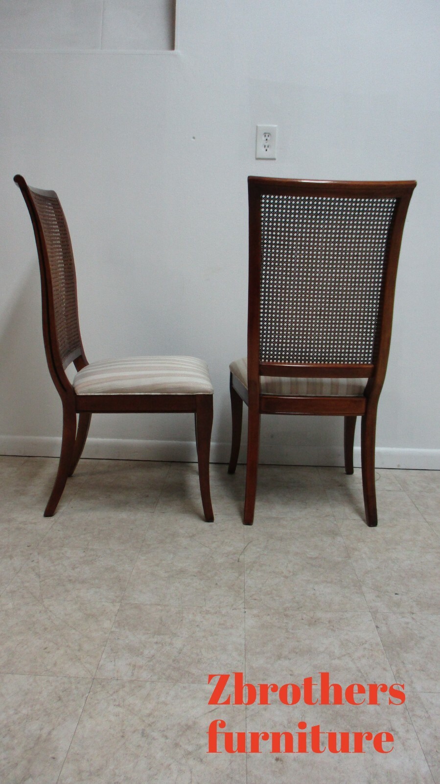 2 French Regency Cherry Cane Back Dining Room Side Chairs National Mount Airy B