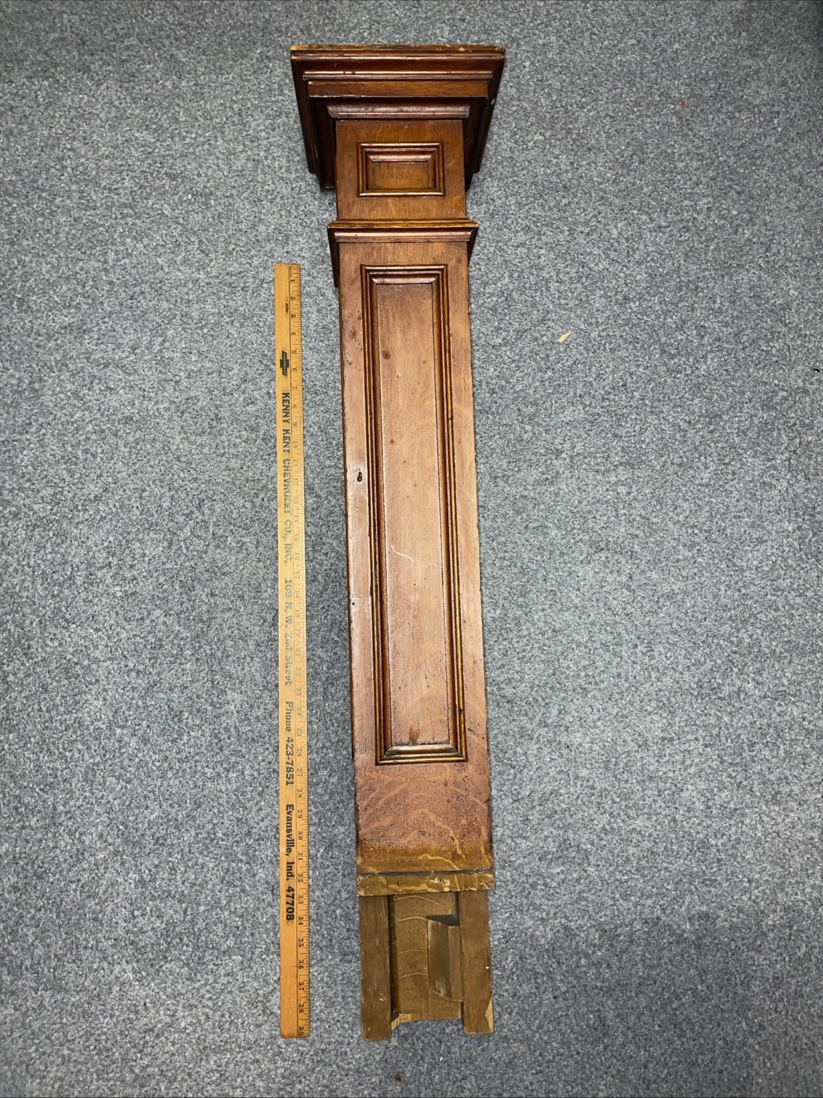 Vintage Oak Wooden Newel Post Stair Column End Post Oranate