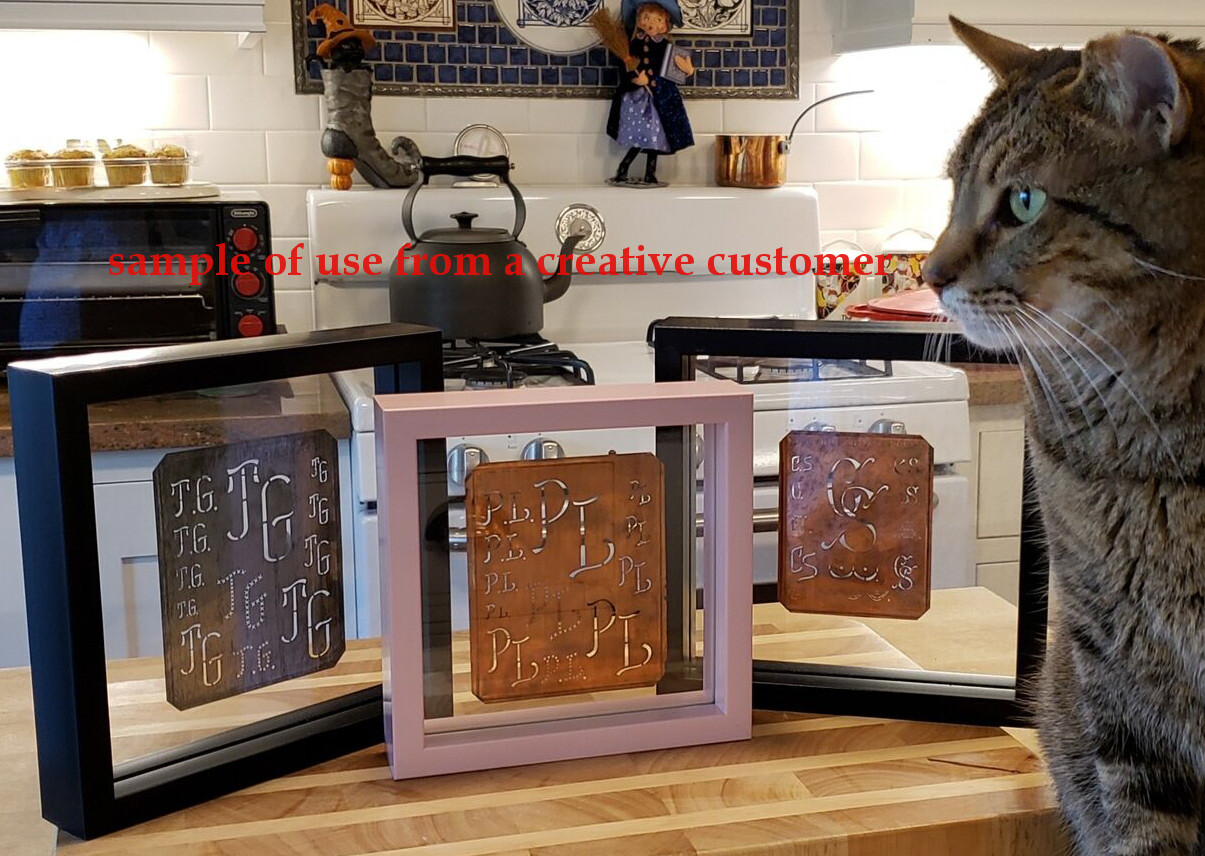 EG E G GE monogram initials letters copper stencil antique family name sign gift