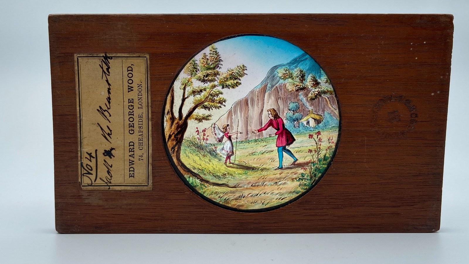 6 magic lantern slides c1860 ‘Jack & the Beanstalk’ hand coloured by E.G. Wood