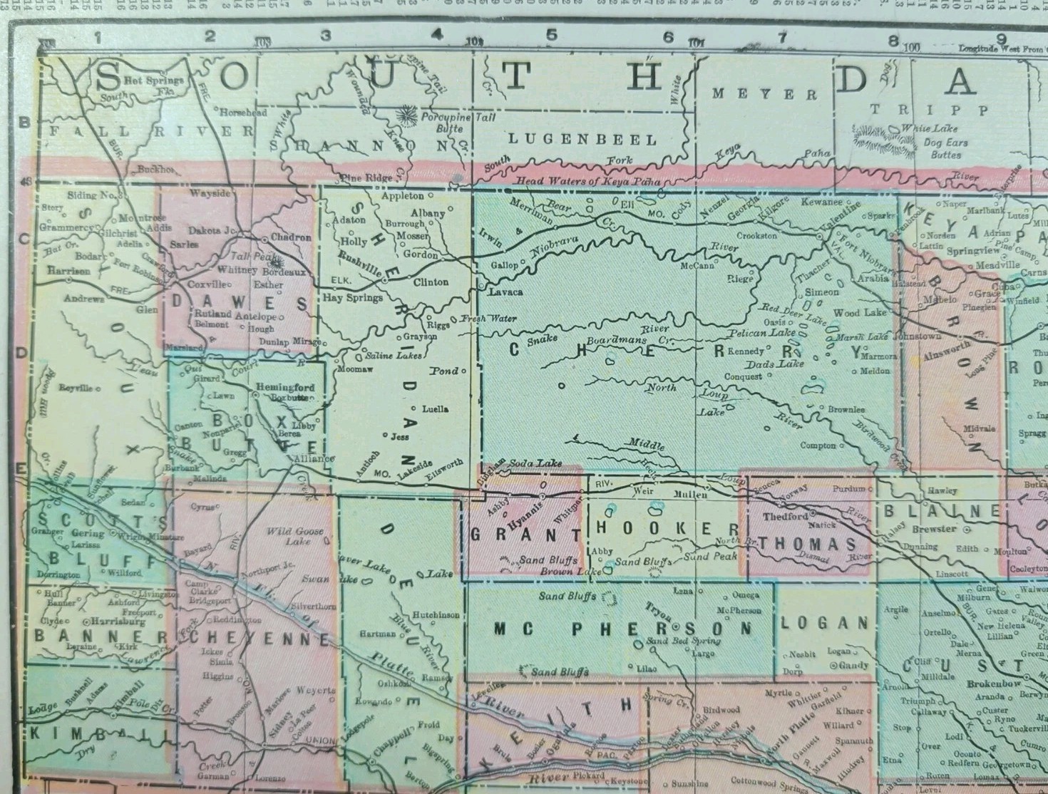 Vintage 1902 NEBRASKA Map 14″x11″ Old Antique Original HASTINGS GRAND ISLAND NE