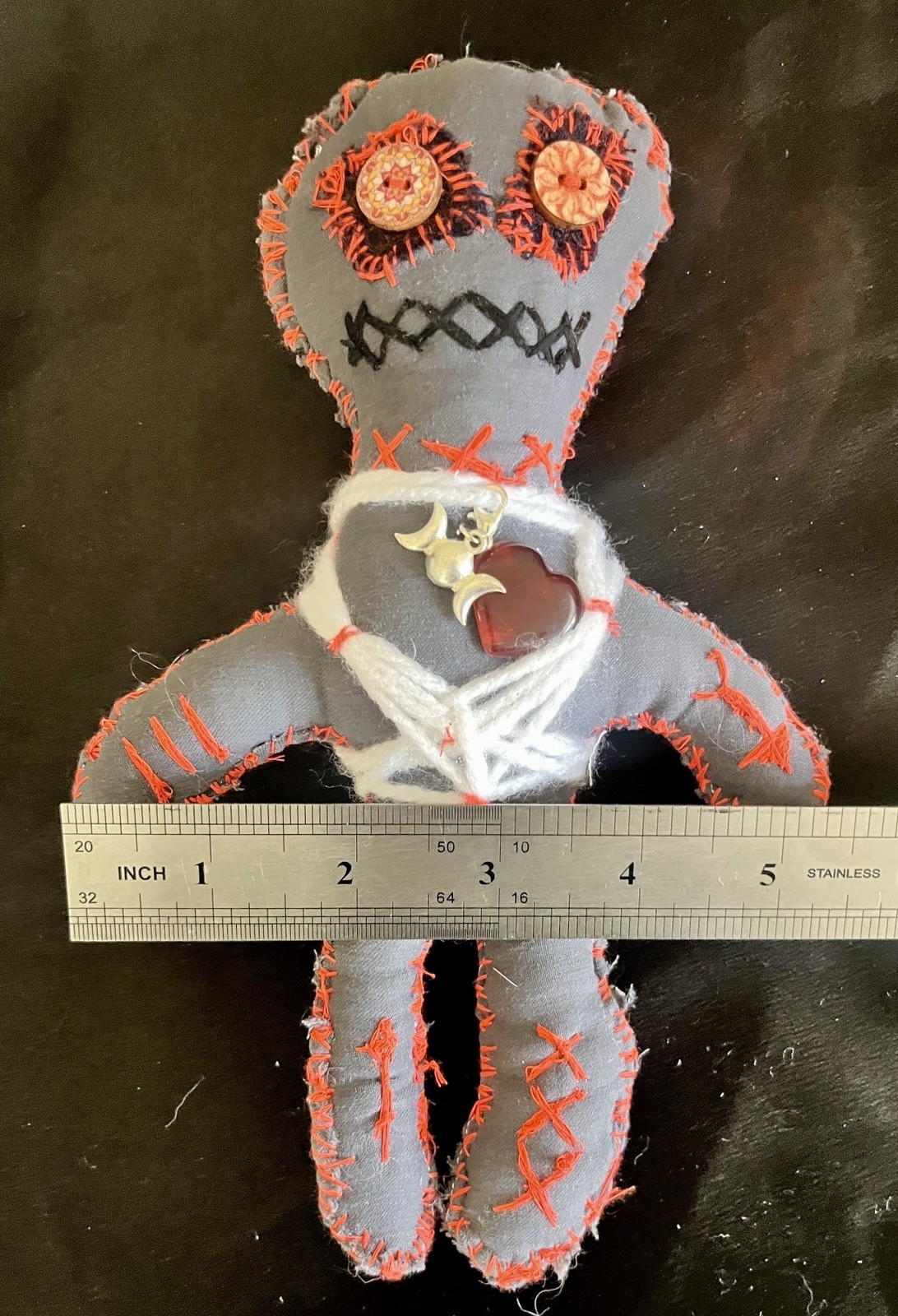Voodoo OOAK Handmade textile & Rag Primitive Collectors Art Doll Hand Stitched
