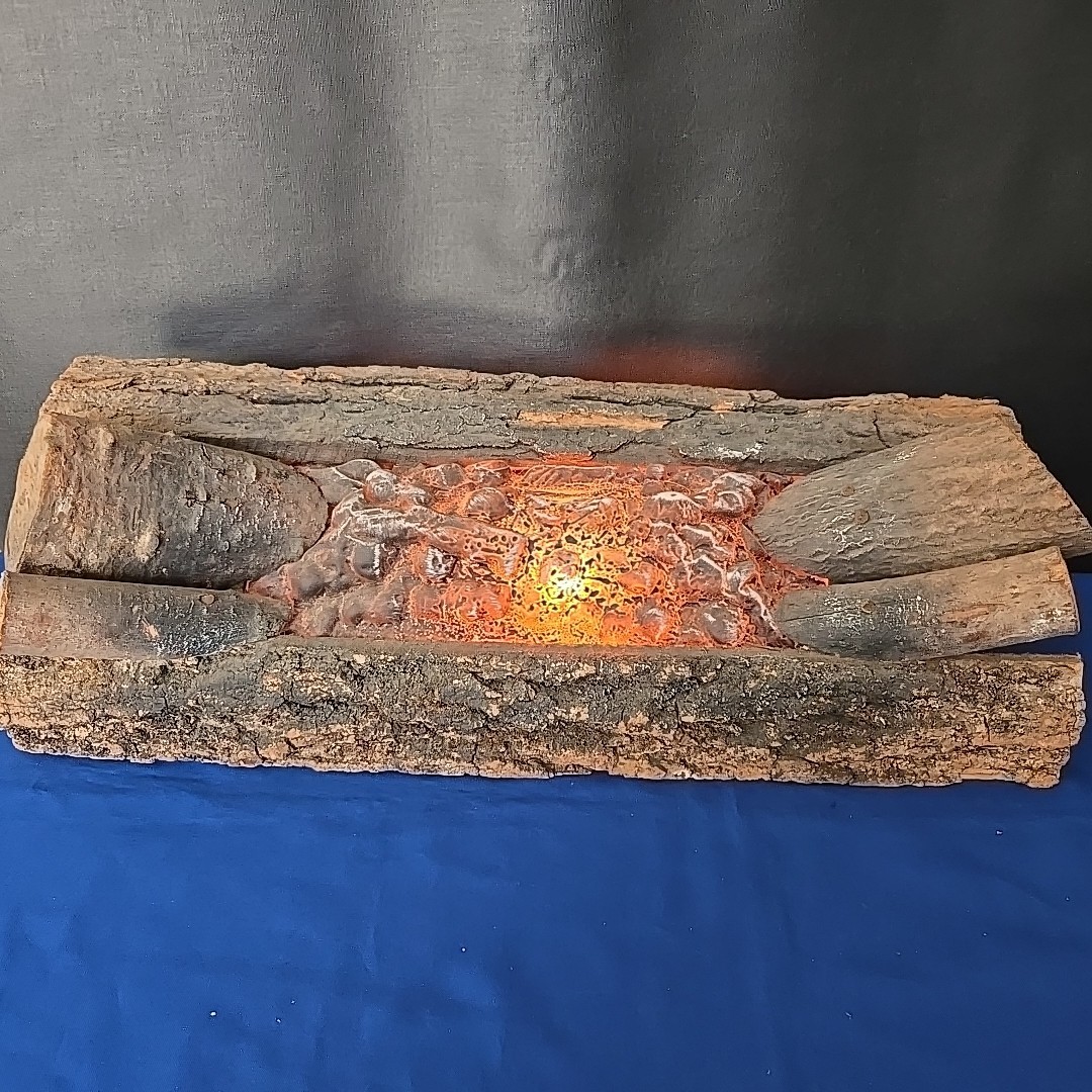 Vintage ELECTRIC FIREPLACE LOG Lamp Light Fake Wood Burning Insert Glowing faux
