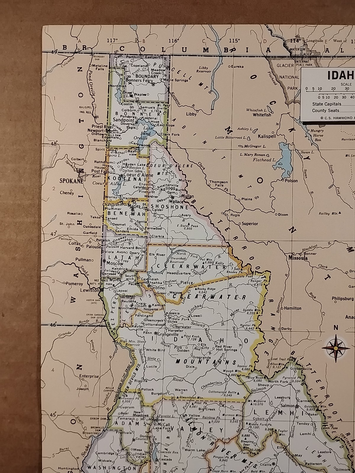 1973 Vintage IDAHO Atlas Map Mid-Century Modern Hammond Medallion World Atlas