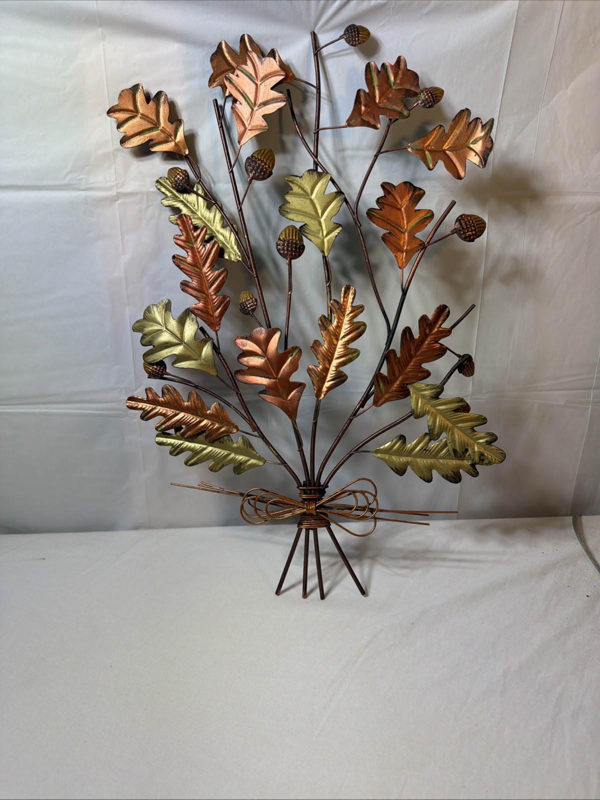 Metal Art Wall Hanging Fall Autumn Leaves Copper & Brass Color Leaf Sculpture