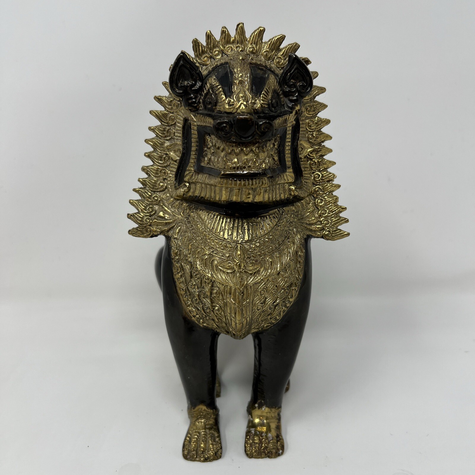 Antique Solid Bronze Khmer Statues. Temple Guardian Lion/Dogs known as ‘Singha’.