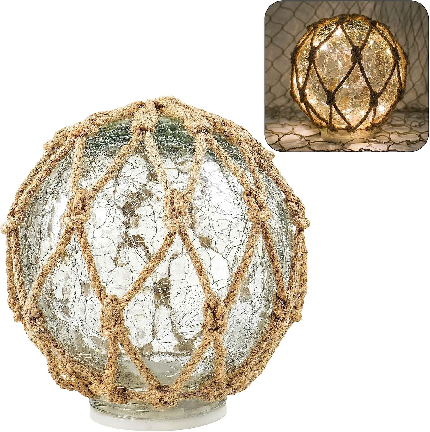 SAILINGSTORY Glass Fishing Float Nautical Lamp Coastal Beach Decor Cracked Glass