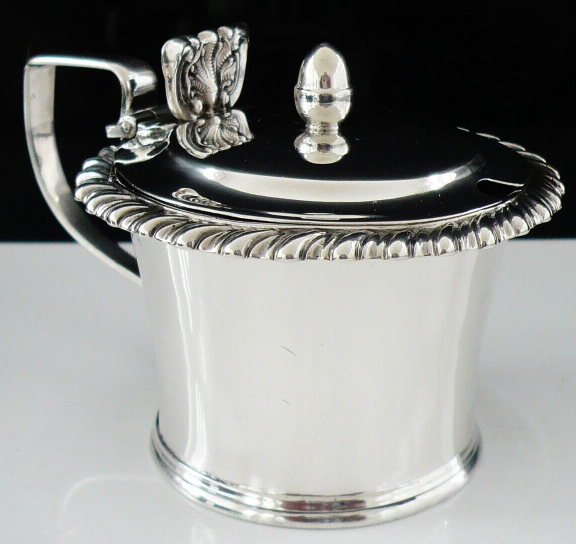 Large Antique Sterling Silver Drum Mustard Pot , Hallmarked Newcastle 1804