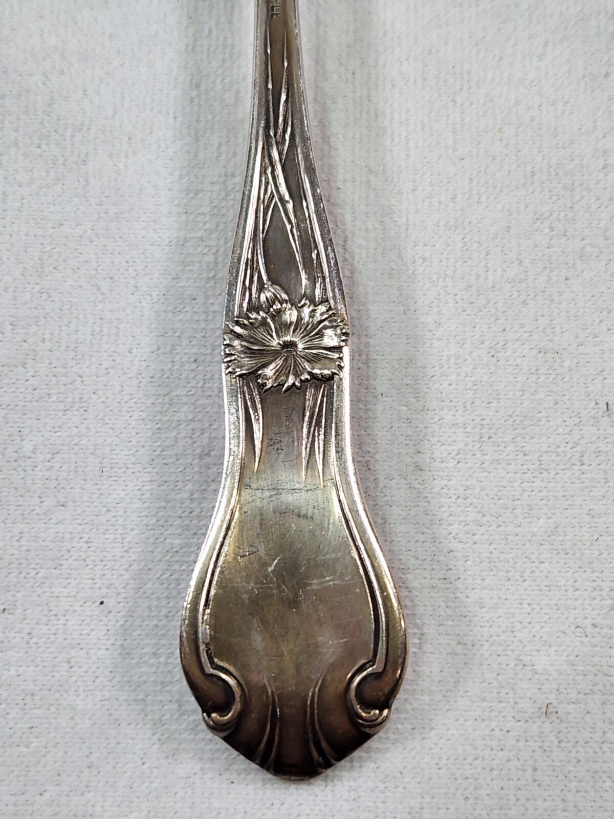 VTG National Silver Co S H Silverplate Carnation Pattern Serving Beef Fork 1910