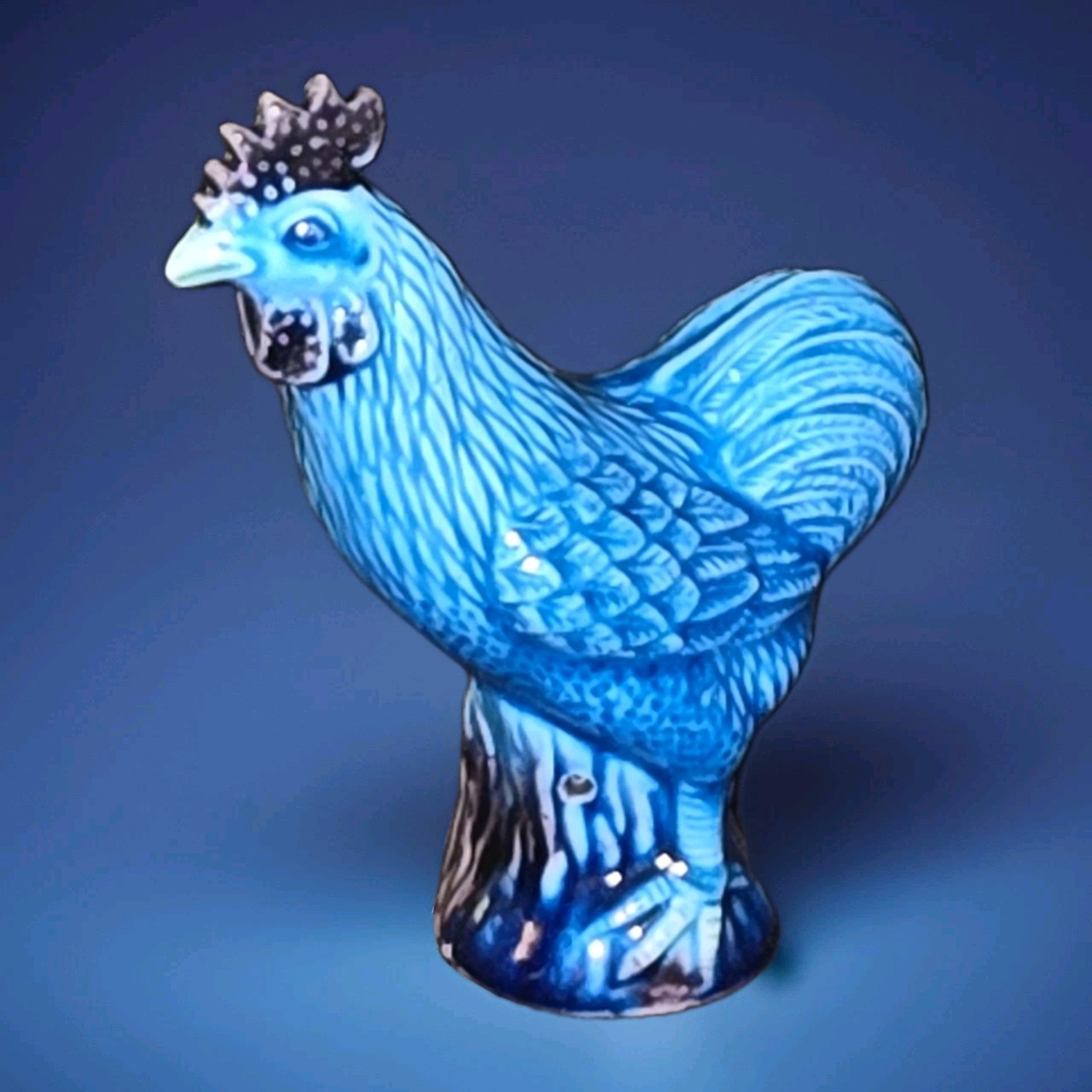 Antique Turquoise Rooster Chinese Export Porcelain 4″ 1891-1919 Chinoiserie