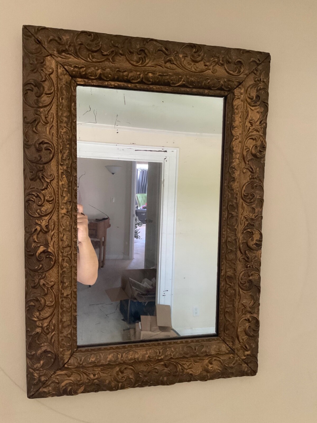 Early 1900s Edwardian Style Antique Wood Mirror
