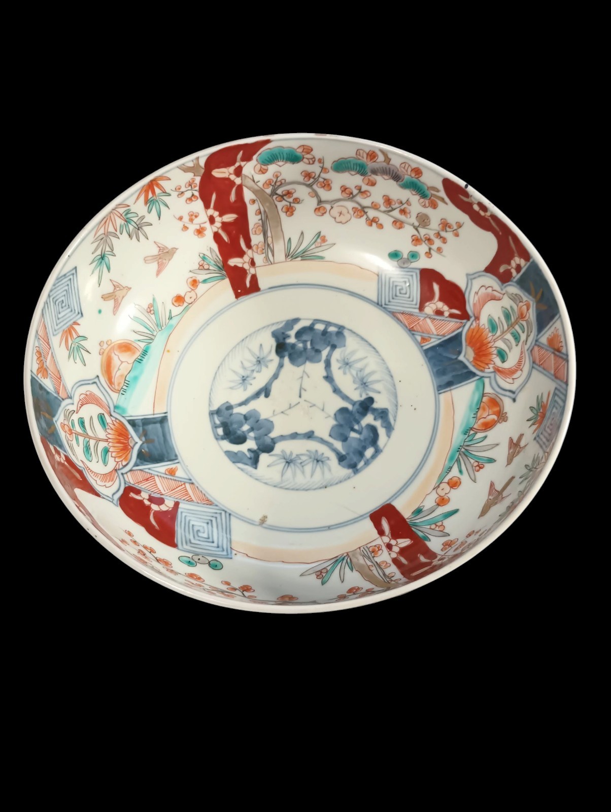 Antique Japanese Hand Painted Handmade Ceramic Bowl 1800 – 1900 Edo Era 10 Inch