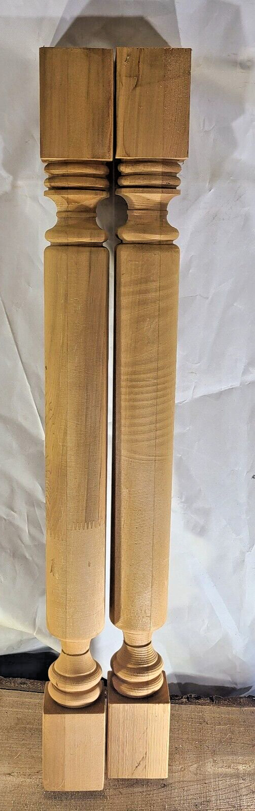 Vintage Cedar? Turned Wood Spindle Balusters 28 x 2 1/2 inches Lot of 2