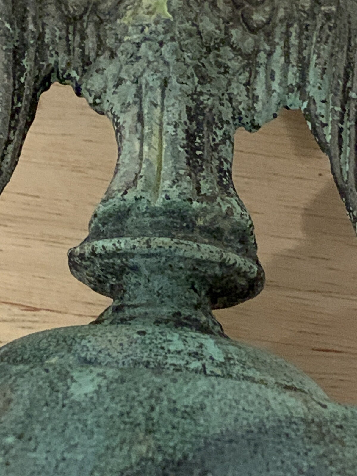 Old Eagle Topper, Finial, 2 Piece, Heavy Green Tarnish, Copper or Brass?