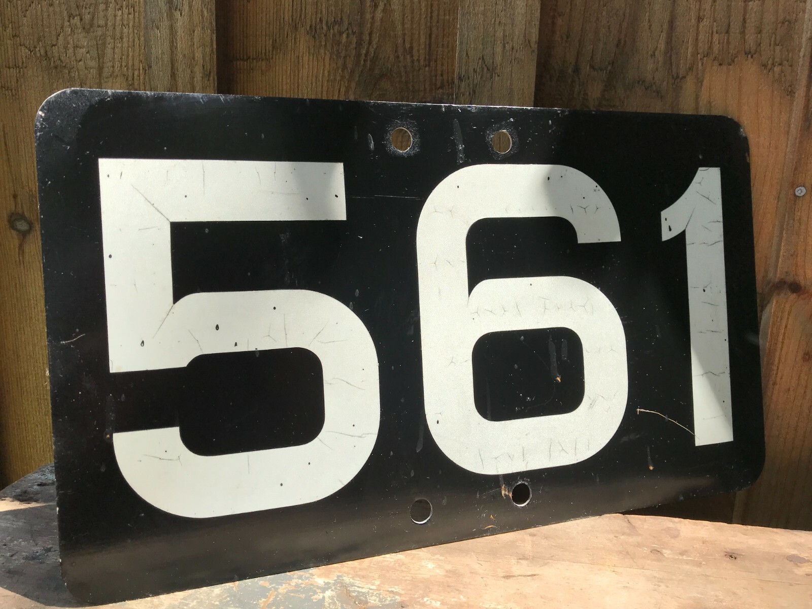 Antique Railroad Section #561 Tract Marker Sign Number Metal Black White
