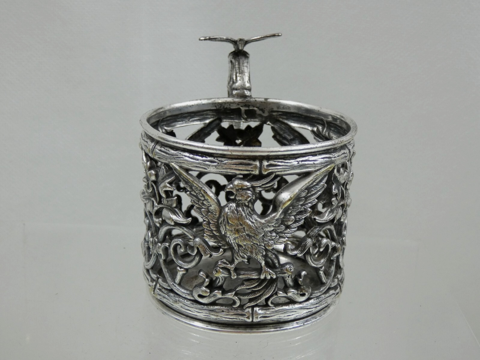 SUPERB ANTIQUE SILVER PLATED BRONZE TEA GLASS HOLDER PODSTAKANNIK Poland Warsaw