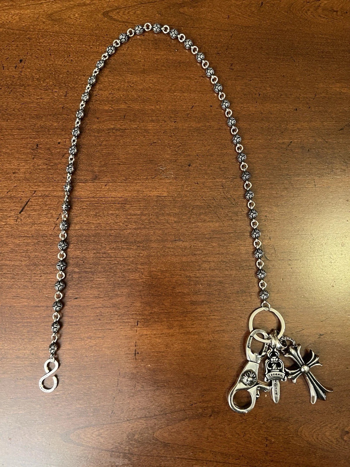 CHROME HEARTS Wallet Chain 925 Silver Cross+Dagger Single Clasp 20 inch