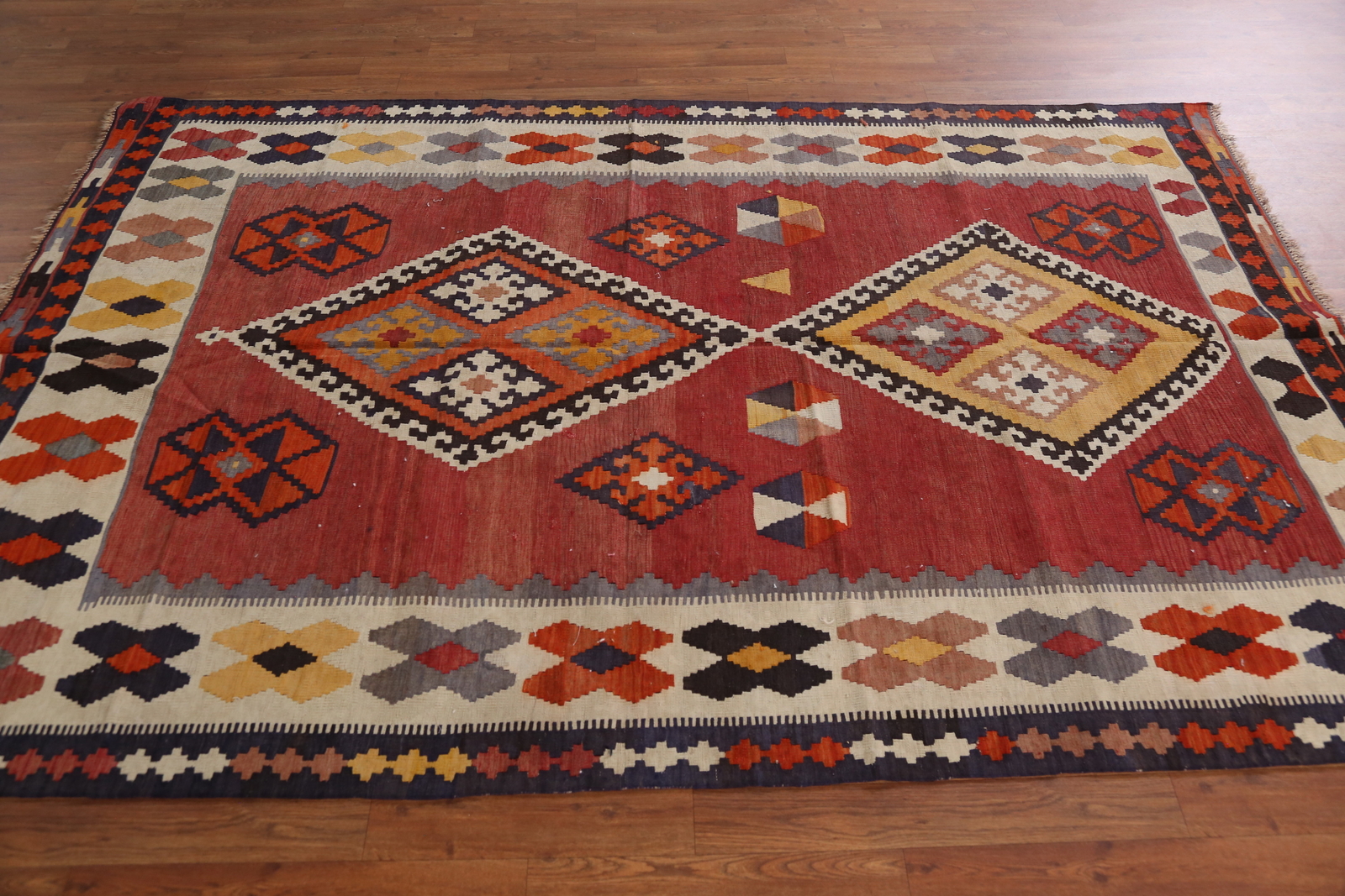 Nomad Vegetable Dye Kilim Flat-weave Semi-Antique Rug Wool Reversible Carpet 5×8