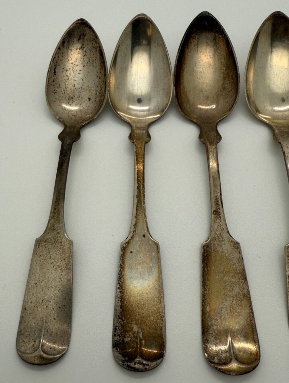 Antique Coin Silver Spoons Set 6 Crowell Hartford CT Eagle Mark 86g
