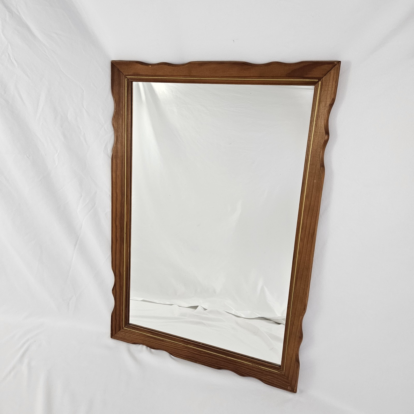 Vintage Colonial Wall Mirror Carved Nutmeg Maple Wood Frame Century Industries