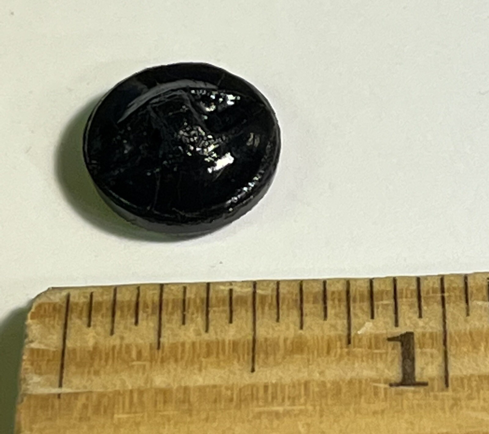 Small Unique Lines Dots Pattern Glass Black vintage Sewing antique button #A65