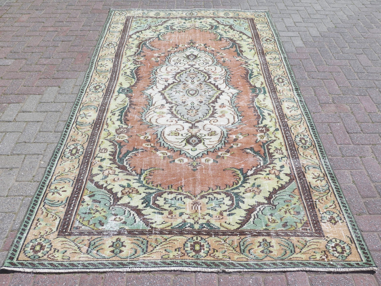 Vintage Anatolia Floor Carpet, Distressed Wool Rug, Handmade Large Rugs 65″x110″