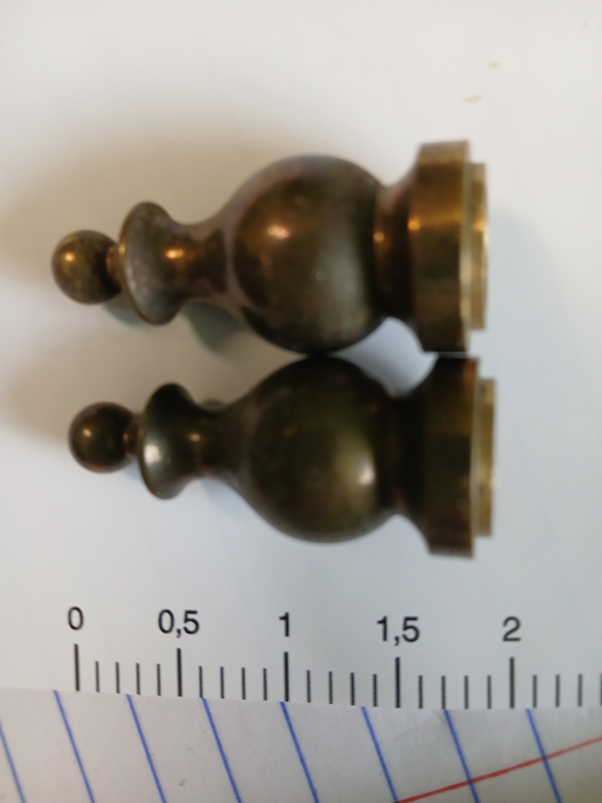 (2) Large Ornate Antique Finial, Solid Brass, 1.8cm L, Lamp, Clock, Furn., Other