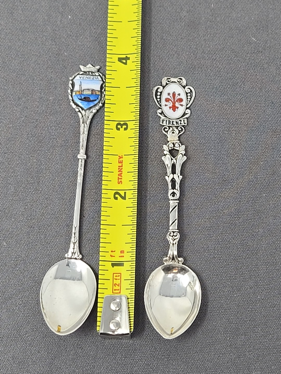 Set 2 Vintage Italy 800 Silver Souvenir Souvenir Demitasse Spoons