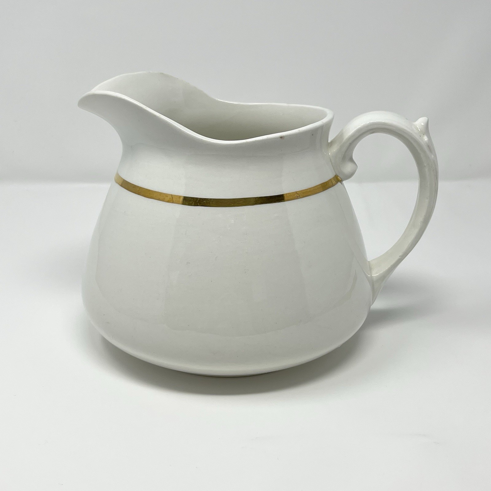 K.T&K Semi-vitreous Porcelain White With Gold Line Water Pitcher