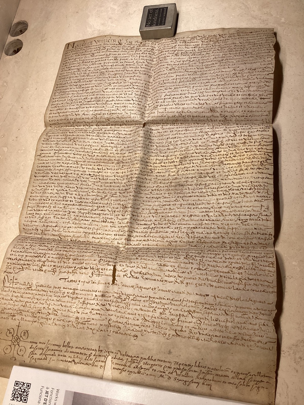 1500’s Vellum Manuscript Document-Handwritten Latin Legal Deed w/Flourishes