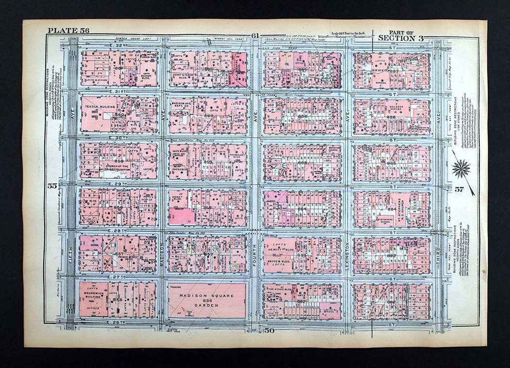 1925 Bromley Manhattan NYC Map Nomad Madison Square Broadway 26-32nd Streets NY