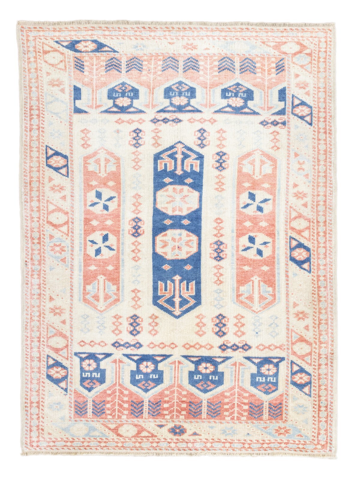 Modern Traditional Turkish Carpet 3’3”x4’5” ft Hand-knotted Oushak Small Rug