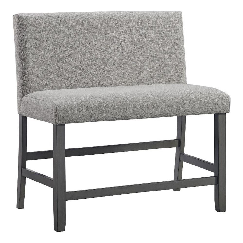 Pemberly Row Transitional Counter Bench – Upholstered Back in Gray