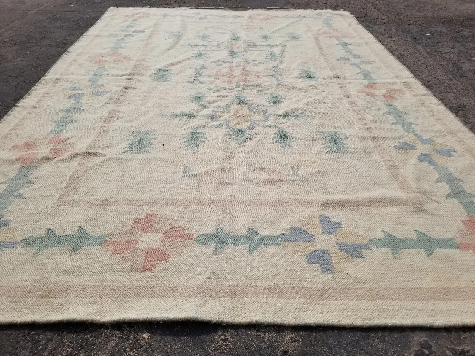 Vintage Traditional Handmade Scandinavian Wool Multicolor Kilim 6.6×4.7 ft