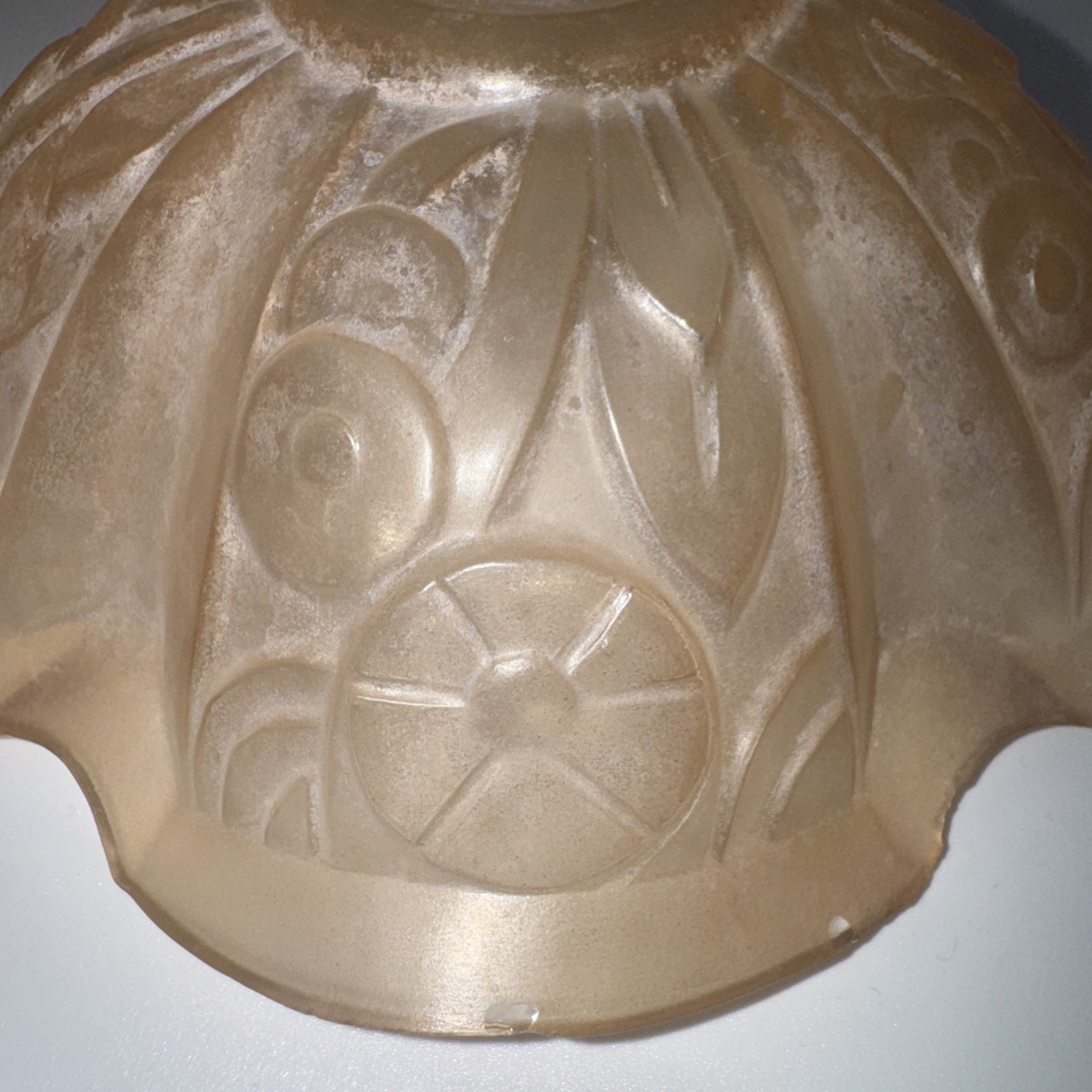 1930’s Art Deco Style Nauticalesque Pressed Glass Ceiling Fixture Pendant