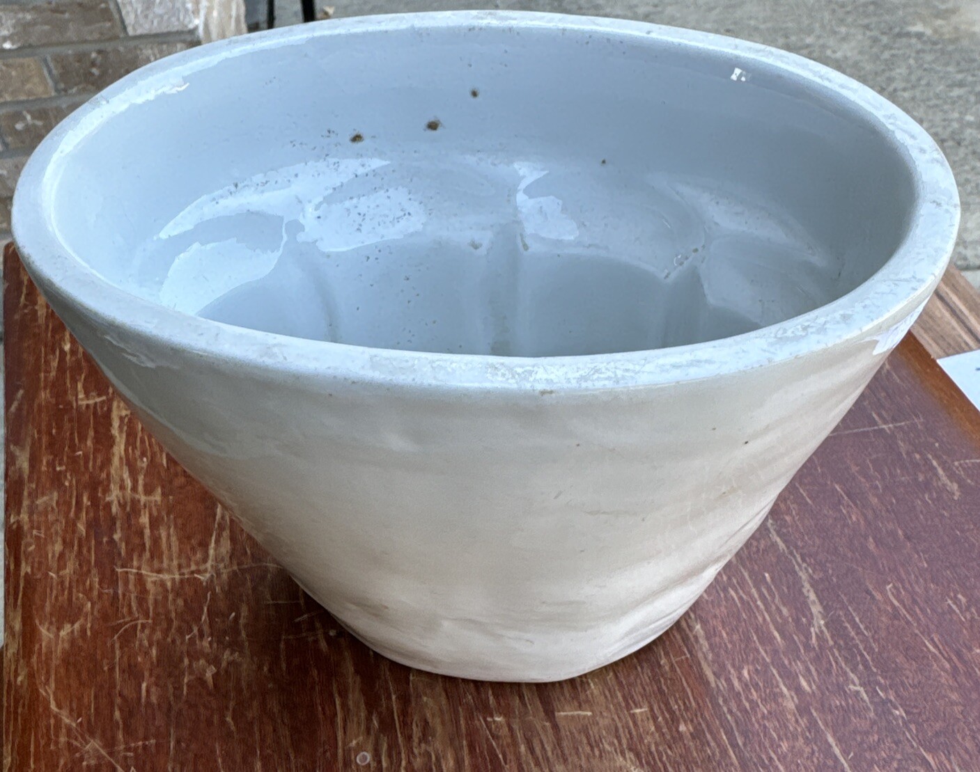 Antique Victorian English Farmhouse White Ironstone Jelly Pudding Mold