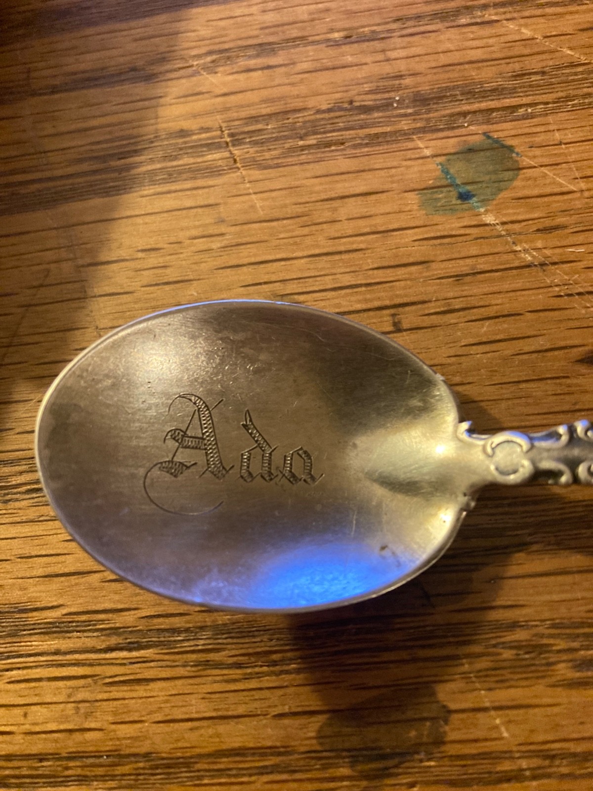 Antique Sterling Silver Stamped Ornate Victorian Baby Spoon MONO “ADA” 17.3g