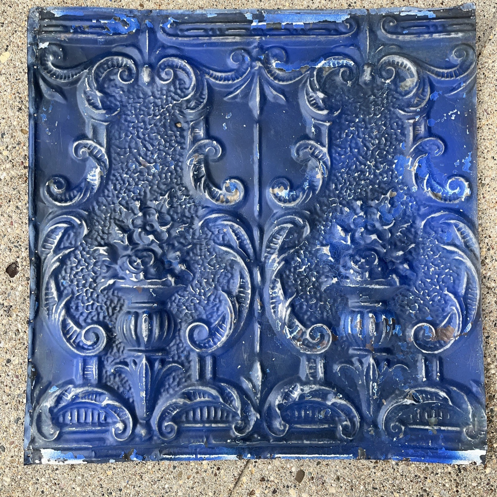 ANTIQUE METAL TIN CEILING TILE 24” X 24″ SALVAGED VINTAGE