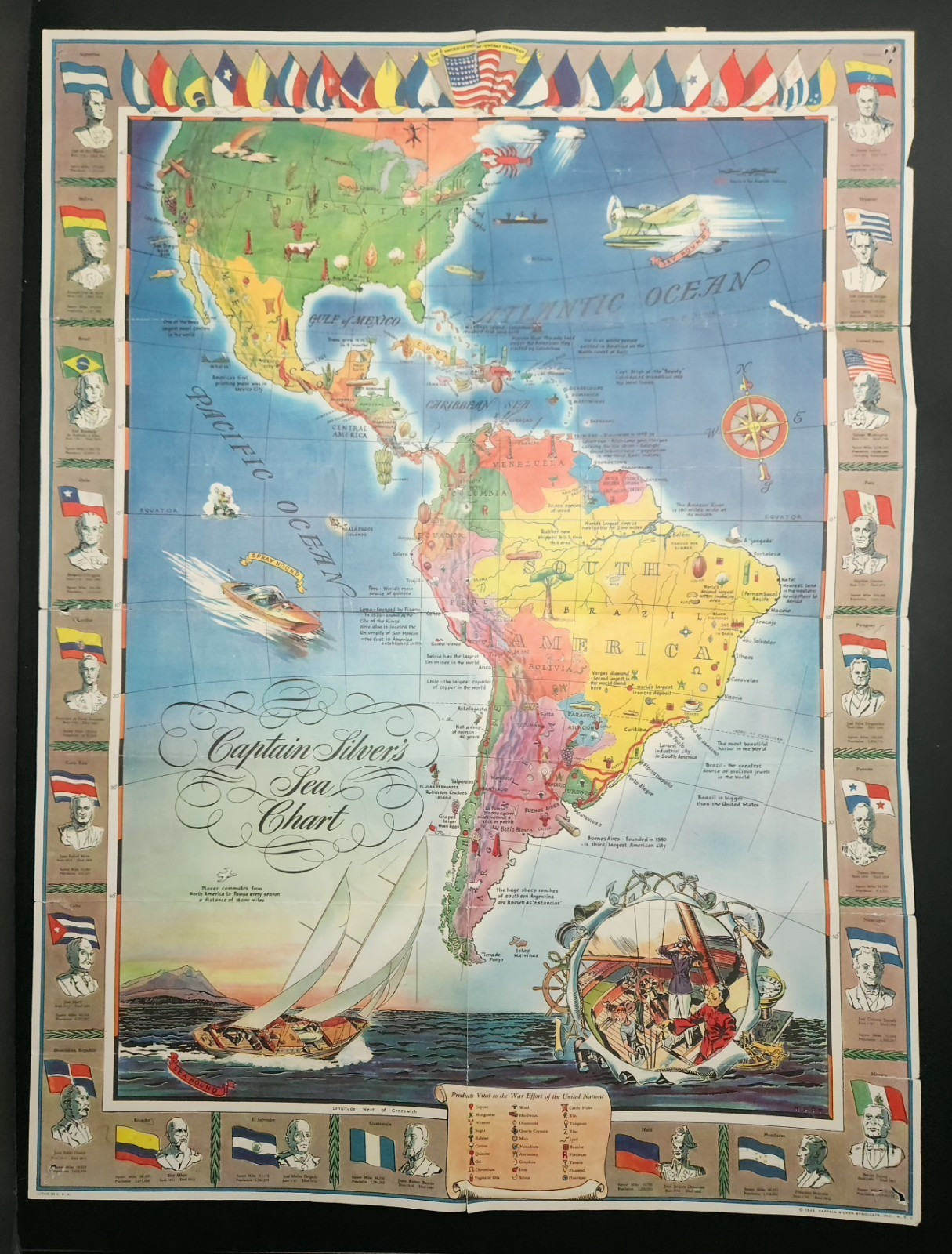 Captain Silver s New & Improved Sea Chart from Aboard the Sea Hound Map