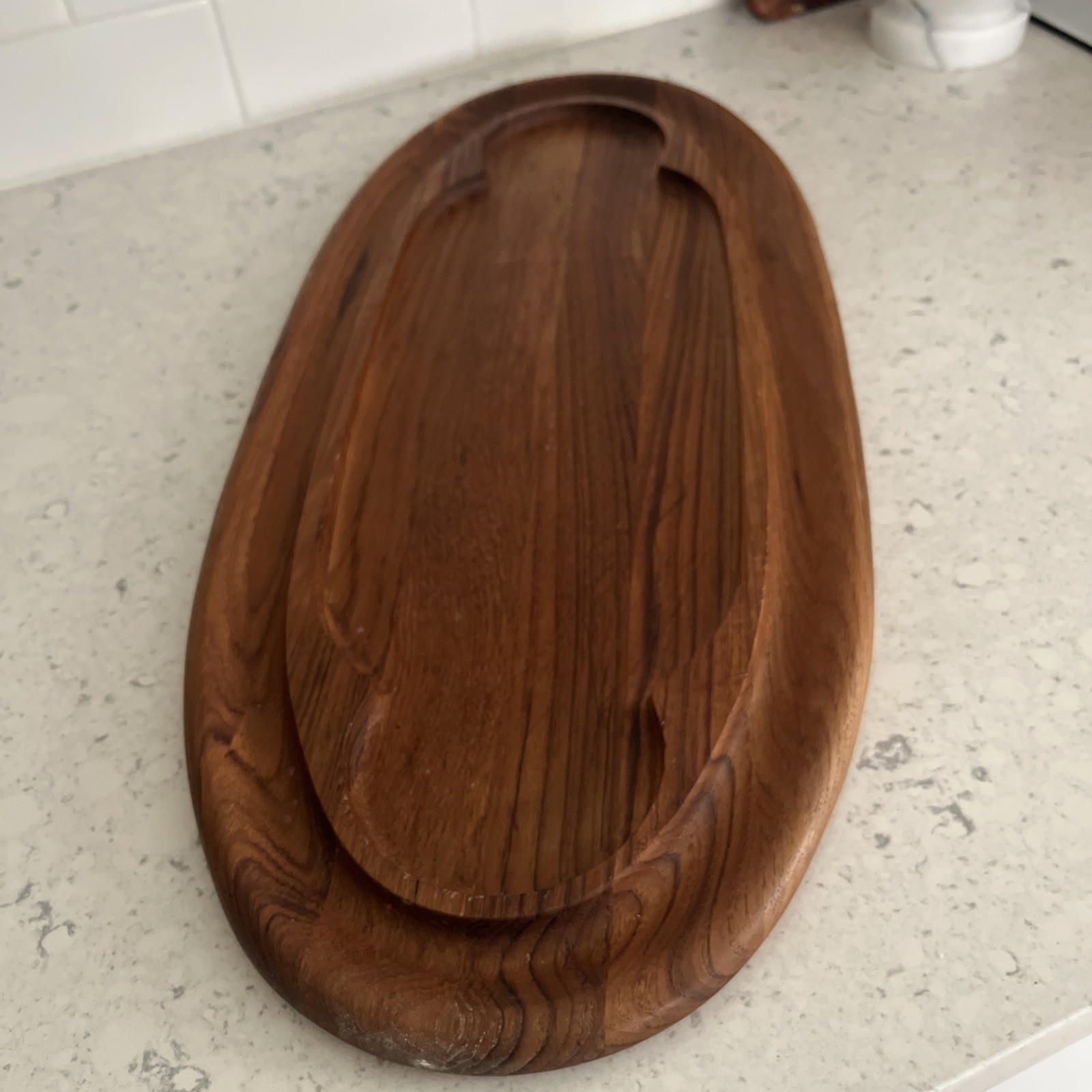 DANSK Teak Oval Platter Serving Tray 20″ x 10″