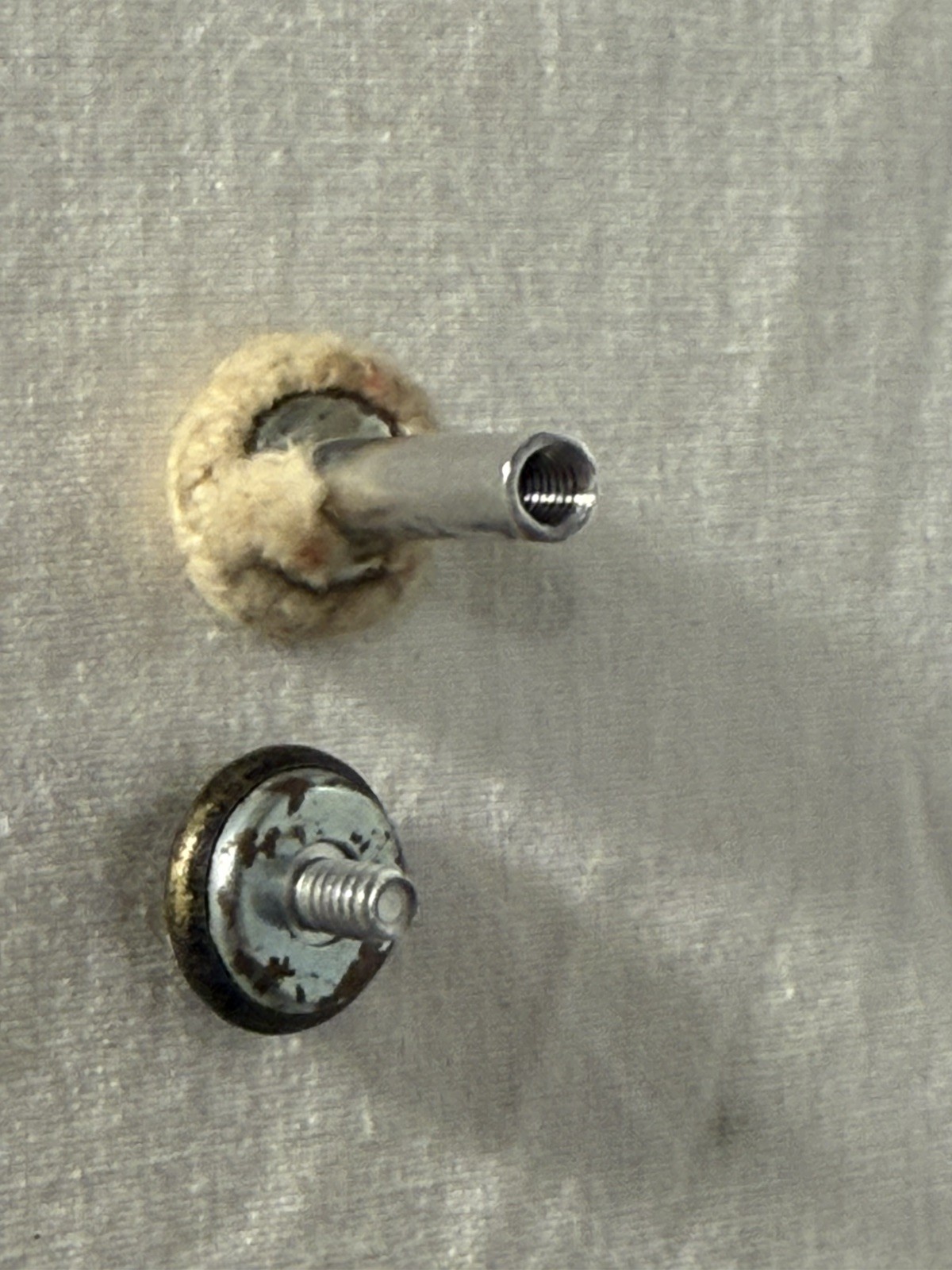 Vintage SMALL Knobs drawer Pulls Tie Backs ? brass color screw on backs