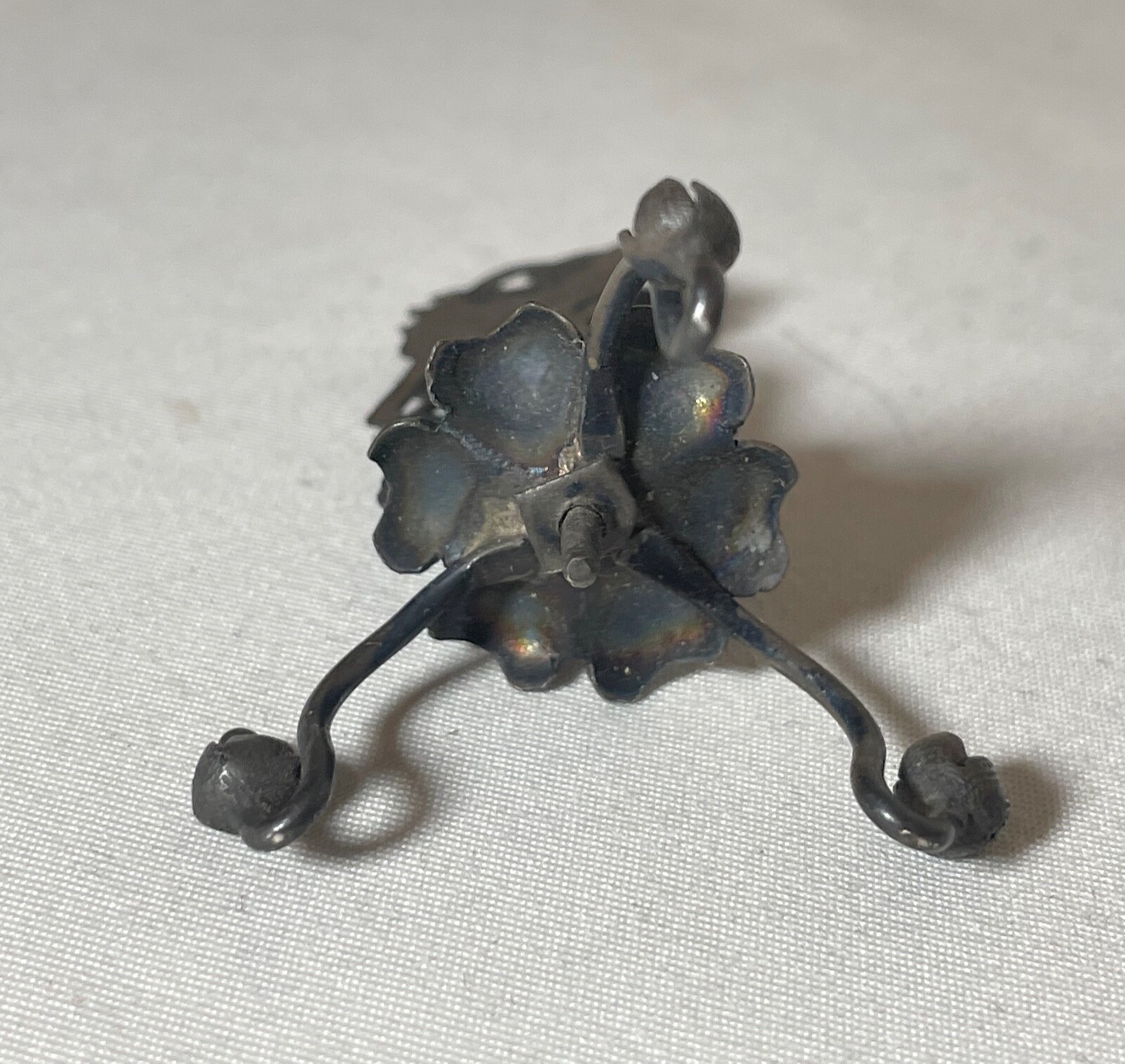 antique handmade figural sterling silver Indonesian business card place holder