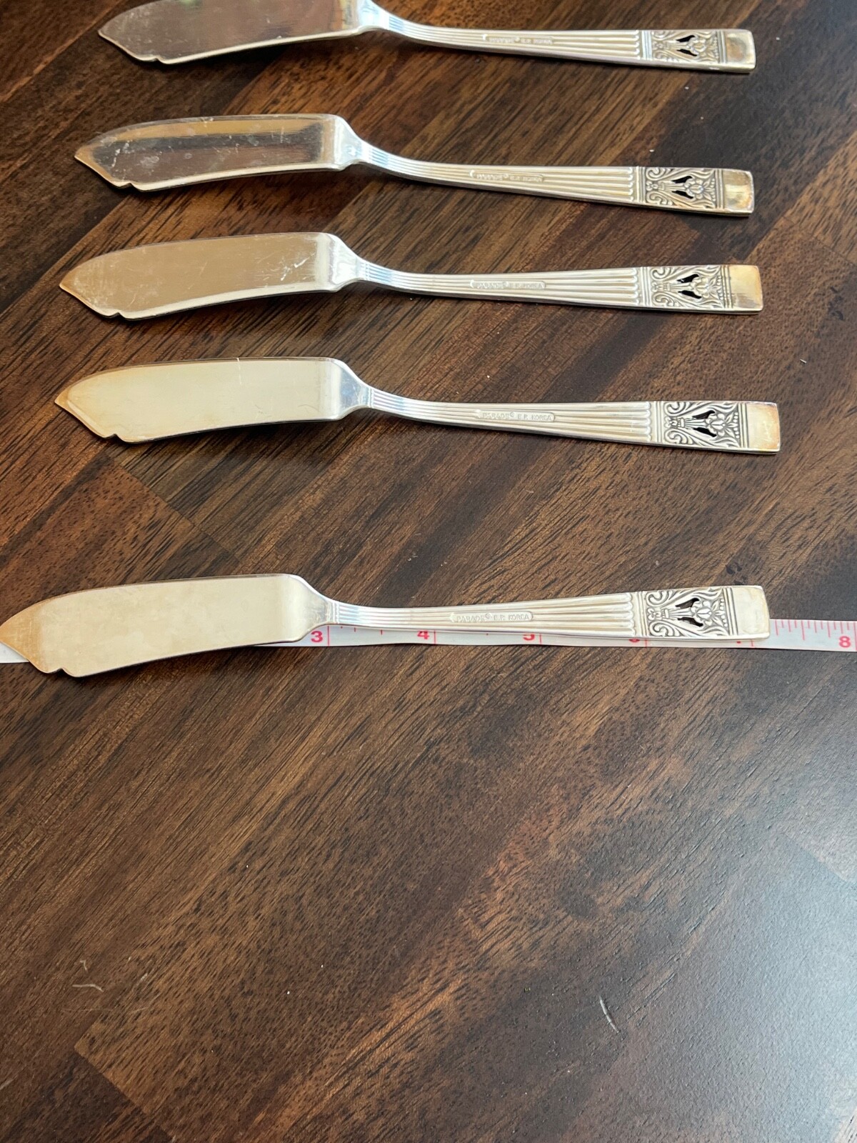 PARADE BREAD AND BUTTER CHEESE KNIFE SET OF 8 STERLING SILVER PLATED E.P. KOREA