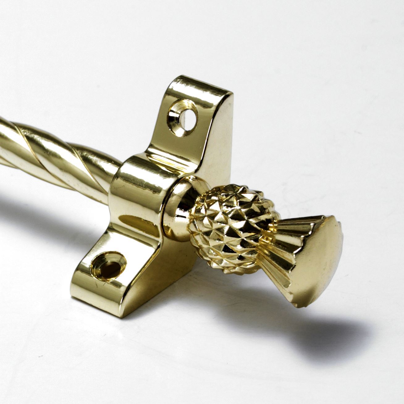 13 X Polished Brass Stair Rods – 3/8″ x 36″ – Candy Twist – Thistle Finial