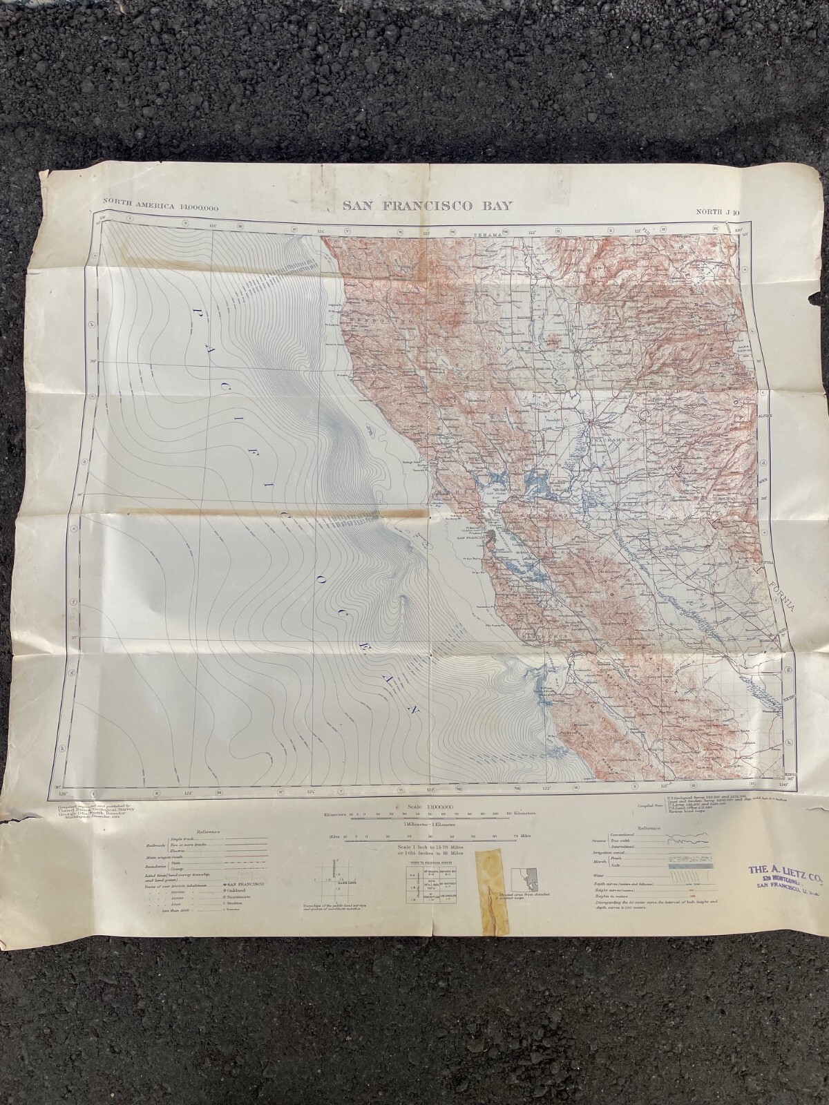 Antique 1914 San Francisco Bay US Geological Survey Map George Otis Smith