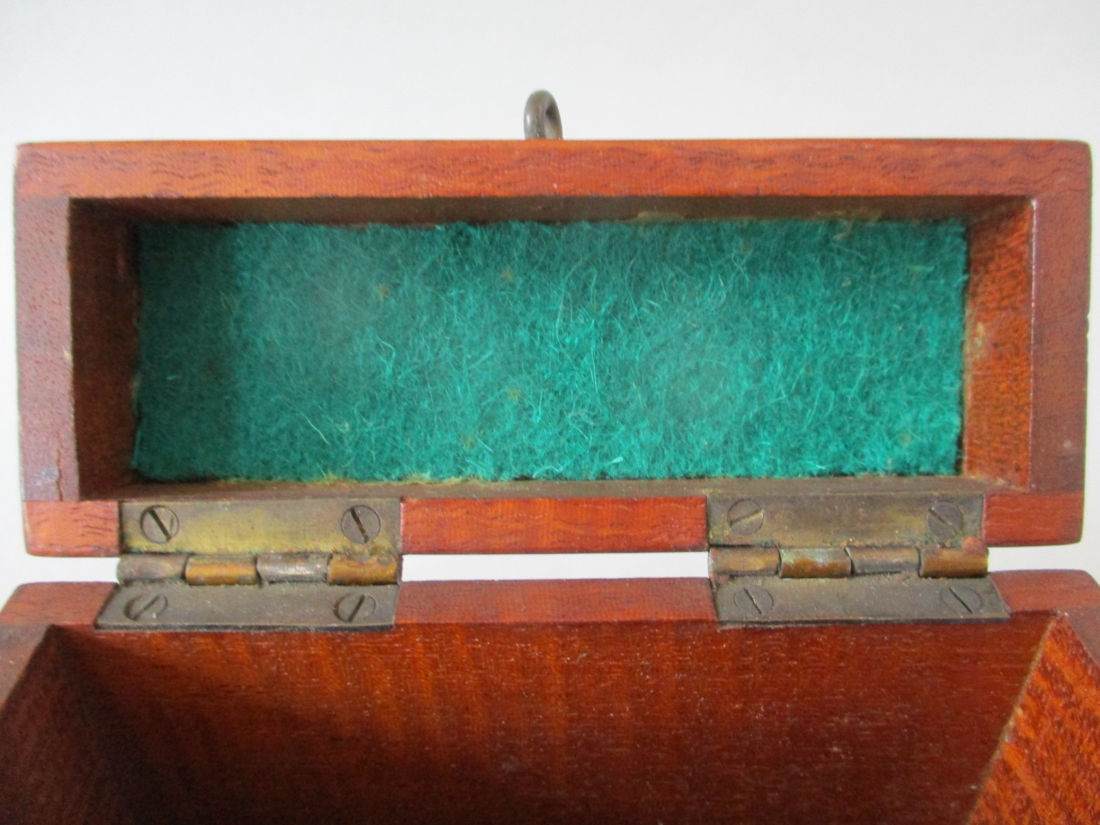 A Small Antique Mahogany Wooden Box with Lid & Catch, Playing Cards, Cigarettes?