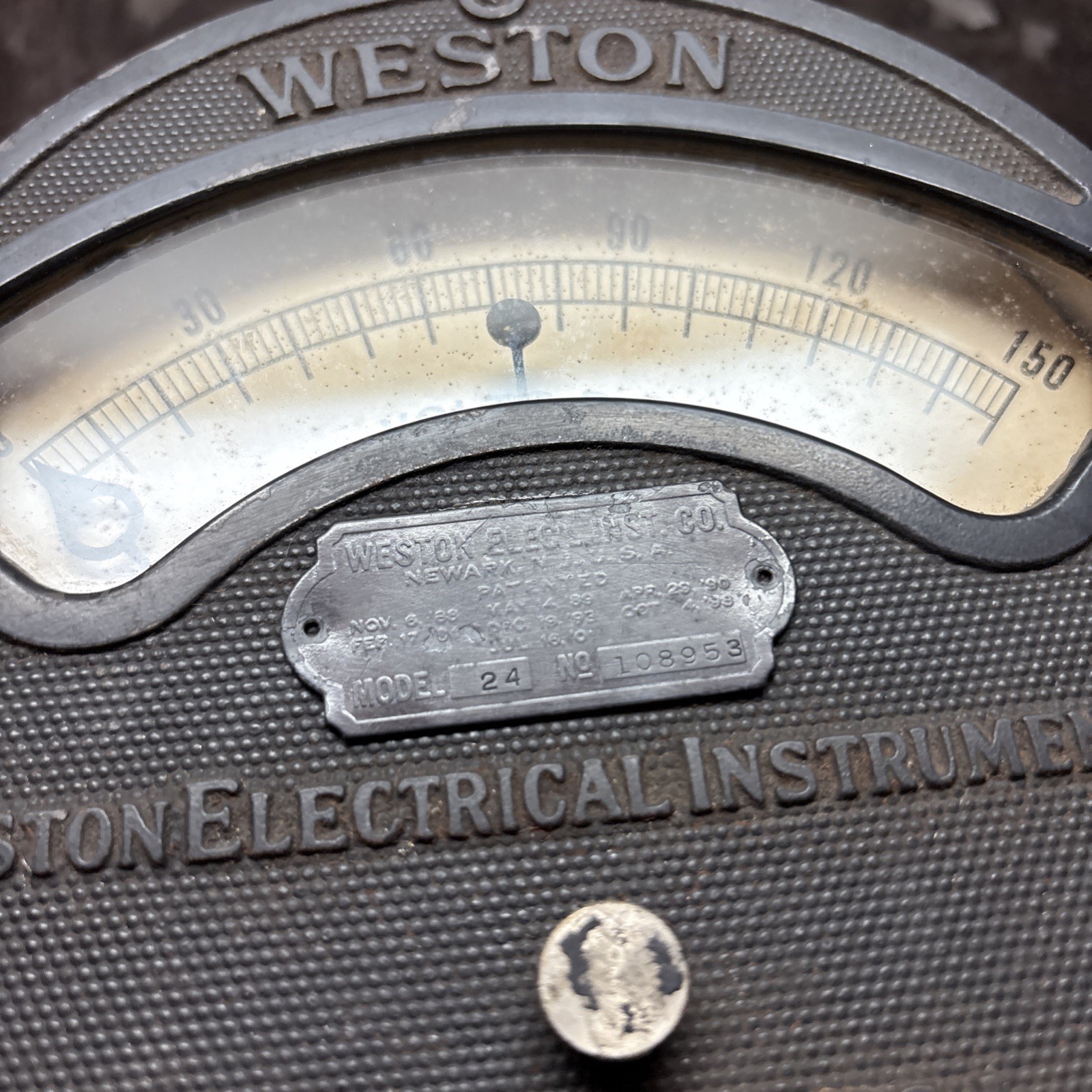 Antique Weston Electrical DC Volt Meter Gauge Model 24 Railroad 6.5”