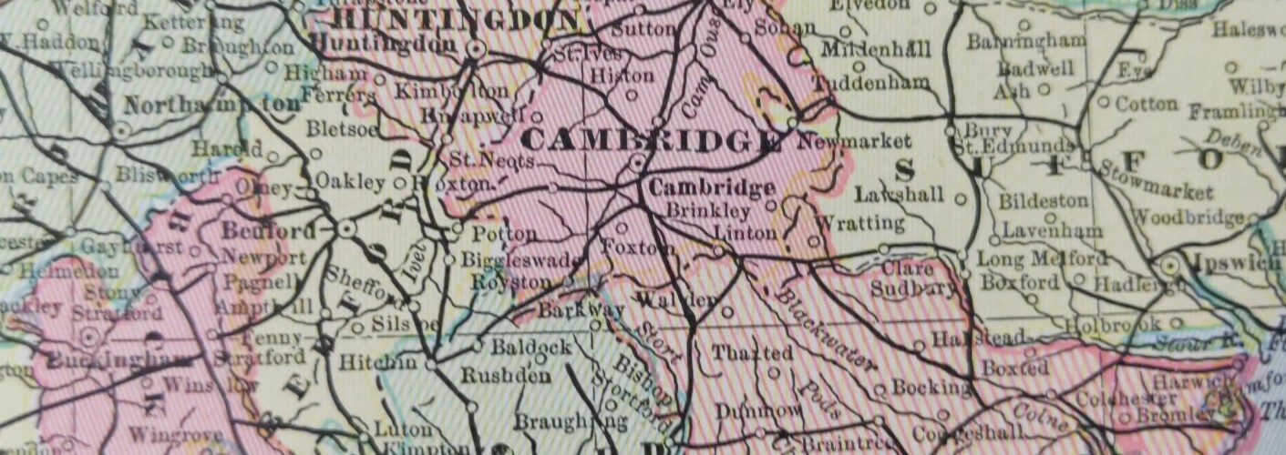 Vintage 1902 ENGLAND & WALES Map 11″x14″ ~ Old Antique Original CAMBRIDGE OXFORD