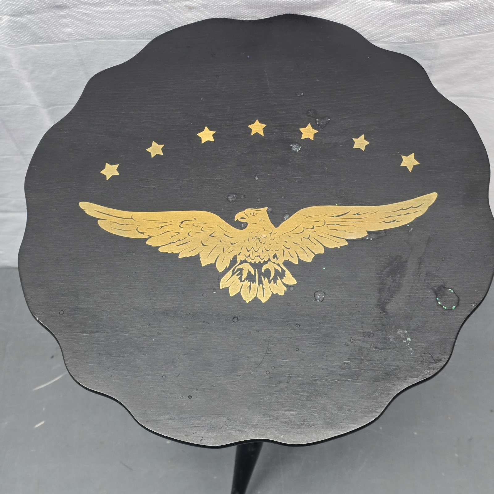 Cornwall Wood Products Eagle Tilt Top Accent Table Black MCM Patriotic Vintage