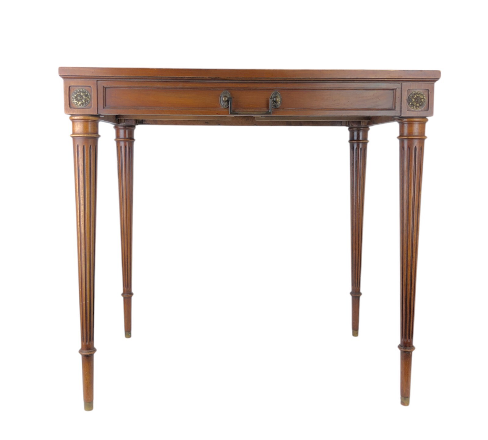 1930s Vintage Weiman Heirloom Leather Top Sheraton Style Table w/ 2 Leaves 412